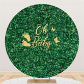 Oh Baby Grün Gras Runden Babydusche Hintergrund Für Party